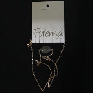 Gold Necklace With Gray/Green Stone